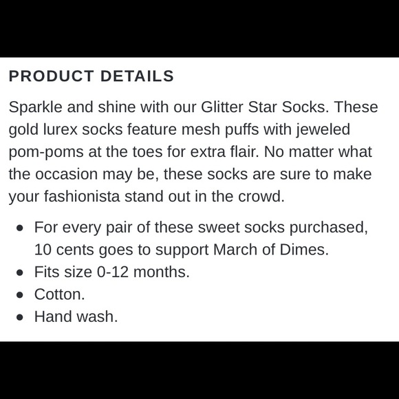 Mud Pie Glitter Star Puff Baby Socks - Picture 6 of 6